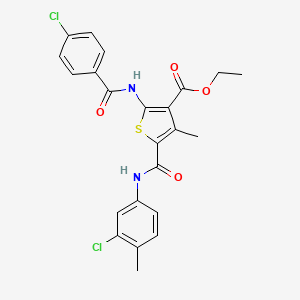 molecular formula C23H20Cl2N2O4S B4794020 ETHYL 5-[(3-CHLORO-4-METHYLPHENYL)CARBAMOYL]-2-(4-CHLOROBENZAMIDO)-4-METHYLTHIOPHENE-3-CARBOXYLATE 