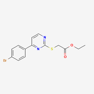 molecular formula C14H13BrN2O2S B4794061 ETHYL 2-{[4-(4-BROMOPHENYL)-2-PYRIMIDINYL]SULFANYL}ACETATE 