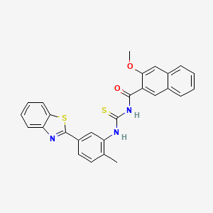 molecular formula C27H21N3O2S2 B4794107 N-{[5-(1,3-benzothiazol-2-yl)-2-methylphenyl]carbamothioyl}-3-methoxynaphthalene-2-carboxamide 