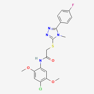 molecular formula C19H18ClFN4O3S B4794154 N-(4-chloro-2,5-dimethoxyphenyl)-2-{[5-(4-fluorophenyl)-4-methyl-4H-1,2,4-triazol-3-yl]sulfanyl}acetamide 