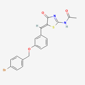 molecular formula C19H15BrN2O3S B4794252 N-[(5Z)-5-{3-[(4-bromobenzyl)oxy]benzylidene}-4-oxo-4,5-dihydro-1,3-thiazol-2-yl]acetamide 