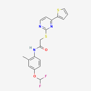 molecular formula C18H15F2N3O2S2 B4794337 N~1~-[4-(DIFLUOROMETHOXY)-2-METHYLPHENYL]-2-{[4-(2-THIENYL)-2-PYRIMIDINYL]SULFANYL}ACETAMIDE 