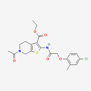 molecular formula C21H23ClN2O5S B4794355 ETHYL 6-ACETYL-2-[2-(4-CHLORO-2-METHYLPHENOXY)ACETAMIDO]-4H,5H,6H,7H-THIENO[2,3-C]PYRIDINE-3-CARBOXYLATE 