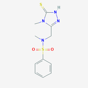 molecular formula C11H14N4O2S2 B479436 N-[(5-mercapto-4-methyl-4H-1,2,4-triazol-3-yl)methyl]-N-methylbenzenesulfonamide CAS No. 543694-40-2