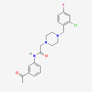 molecular formula C21H23ClFN3O2 B4794495 N-(3-ACETYLPHENYL)-2-{4-[(2-CHLORO-4-FLUOROPHENYL)METHYL]PIPERAZIN-1-YL}ACETAMIDE 