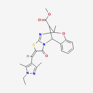 molecular formula C23H24N4O4S B4794539 METHYL (2E)-2-[(1-ETHYL-3,5-DIMETHYL-1H-PYRAZOL-4-YL)METHYLENE]-5-METHYL-1-OXO-1,2-DIHYDRO-5H,11H-5,11-METHANO[1,3]THIAZOLO[2,3-D][1,3,5]BENZOXADIAZOCINE-13-CARBOXYLATE 