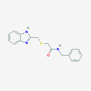 molecular formula C17H17N3OS B479458 2-[(1H-benzimidazol-2-ylmethyl)sulfanyl]-N-benzylacetamide CAS No. 543694-52-6