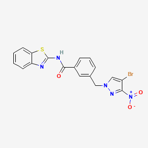 molecular formula C18H12BrN5O3S B4794631 N-(1,3-benzothiazol-2-yl)-3-[(4-bromo-3-nitro-1H-pyrazol-1-yl)methyl]benzamide 
