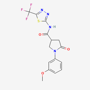 molecular formula C15H13F3N4O3S B4794763 1-(3-methoxyphenyl)-5-oxo-N-[5-(trifluoromethyl)-1,3,4-thiadiazol-2-yl]pyrrolidine-3-carboxamide 