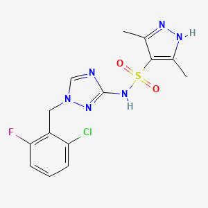 molecular formula C14H14ClFN6O2S B4794776 N~4~-[1-(2-CHLORO-6-FLUOROBENZYL)-1H-1,2,4-TRIAZOL-3-YL]-3,5-DIMETHYL-1H-PYRAZOLE-4-SULFONAMIDE 