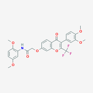 molecular formula C28H24F3NO8 B4794887 N-(2,5-dimethoxyphenyl)-2-[3-(3,4-dimethoxyphenyl)-4-oxo-2-(trifluoromethyl)chromen-7-yl]oxyacetamide 
