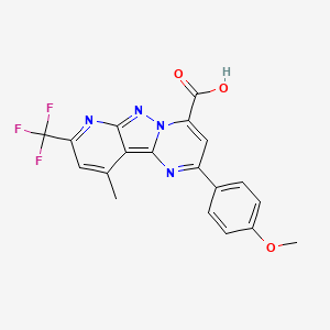 molecular formula C19H13F3N4O3 B4795065 4-(4-methoxyphenyl)-13-methyl-11-(trifluoromethyl)-3,7,8,10-tetrazatricyclo[7.4.0.02,7]trideca-1,3,5,8,10,12-hexaene-6-carboxylic acid 