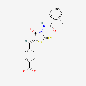 molecular formula C20H16N2O4S2 B4795229 METHYL 4-{[(5Z)-3-(2-METHYLBENZAMIDO)-4-OXO-2-SULFANYLIDENE-1,3-THIAZOLIDIN-5-YLIDENE]METHYL}BENZOATE 