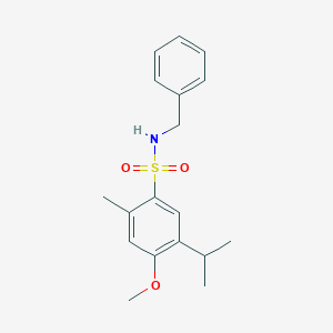 molecular formula C18H23NO3S B479523 N-benzyl-5-isopropyl-4-methoxy-2-methylbenzenesulfonamide CAS No. 540517-49-5