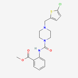 molecular formula C18H20ClN3O3S B4795439 METHYL 2-[({4-[(5-CHLORO-2-THIENYL)METHYL]PIPERAZINO}CARBONYL)AMINO]BENZOATE 