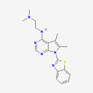 molecular formula C19H22N6S B4795529 N-[7-(1,3-BENZOTHIAZOL-2-YL)-5,6-DIMETHYL-7H-PYRROLO[2,3-D]PYRIMIDIN-4-YL]-N-[2-(DIMETHYLAMINO)ETHYL]AMINE 