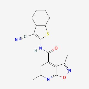 molecular formula C18H16N4O2S B4795570 N-(3-CYANO-4,5,6,7-TETRAHYDRO-1-BENZOTHIOPHEN-2-YL)-3,6-DIMETHYLISOXAZOLO[5,4-B]PYRIDINE-4-CARBOXAMIDE 