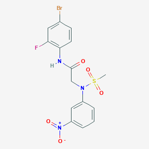 molecular formula C15H13BrFN3O5S B4795687 N-(4-bromo-2-fluorophenyl)-2-(N-methylsulfonyl-3-nitroanilino)acetamide 