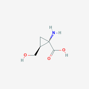 molecular formula C5H9NO3 B047957 Cyclopropanecarboxylic acid, 1-amino-2-(hydroxymethyl)-, (1R,2R)-rel-(9CI) CAS No. 112575-35-6