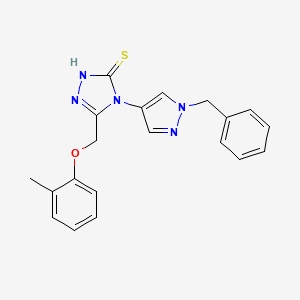 molecular formula C20H19N5OS B4795705 4-(1-BENZYL-1H-PYRAZOL-4-YL)-5-[(2-METHYLPHENOXY)METHYL]-4H-1,2,4-TRIAZOL-3-YLHYDROSULFIDE 