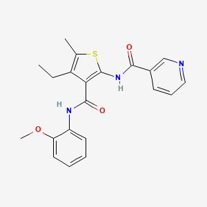 molecular formula C21H21N3O3S B4795890 N-{4-ethyl-3-[(2-methoxyphenyl)carbamoyl]-5-methylthiophen-2-yl}pyridine-3-carboxamide 