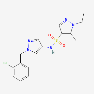 molecular formula C16H18ClN5O2S B4796003 N~4~-[1-(2-CHLOROBENZYL)-1H-PYRAZOL-4-YL]-1-ETHYL-5-METHYL-1H-PYRAZOLE-4-SULFONAMIDE 