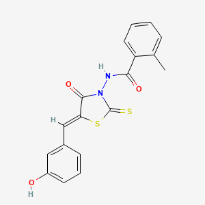 molecular formula C18H14N2O3S2 B4796155 N-[(5Z)-5-(3-hydroxybenzylidene)-4-oxo-2-thioxo-1,3-thiazolidin-3-yl]-2-methylbenzamide 