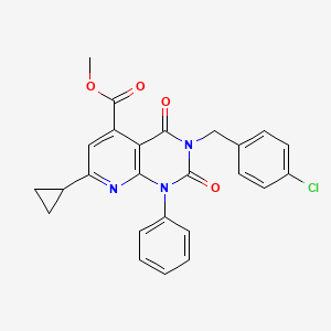 molecular formula C25H20ClN3O4 B4796200 METHYL 3-[(4-CHLOROPHENYL)METHYL]-7-CYCLOPROPYL-2,4-DIOXO-1-PHENYL-1H,2H,3H,4H-PYRIDO[2,3-D]PYRIMIDINE-5-CARBOXYLATE 
