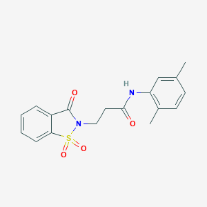 molecular formula C18H18N2O4S B479629 N-(2,5-dimethylphenyl)-3-(1,1-dioxido-3-oxo-1,2-benzisothiazol-2(3H)-yl)propanamide CAS No. 723741-02-4
