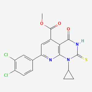 molecular formula C18H13Cl2N3O3S B4796364 Methyl 1-cyclopropyl-7-(3,4-dichlorophenyl)-4-oxo-2-sulfanyl-1,4-dihydropyrido[2,3-d]pyrimidine-5-carboxylate 