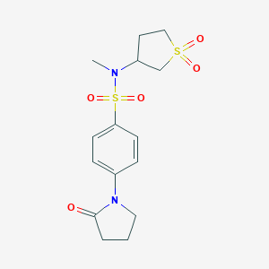 molecular formula C15H20N2O5S2 B479661 N-(1,1-dioxidotetrahydro-3-thienyl)-N-methyl-4-(2-oxo-1-pyrrolidinyl)benzenesulfonamide CAS No. 695213-49-1