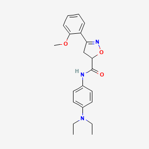 molecular formula C21H25N3O3 B4796679 N~5~-[4-(DIETHYLAMINO)PHENYL]-3-(2-METHOXYPHENYL)-4,5-DIHYDRO-5-ISOXAZOLECARBOXAMIDE 