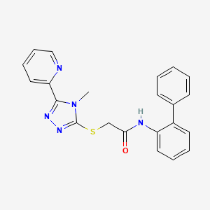 molecular formula C22H19N5OS B4796683 N-(biphenyl-2-yl)-2-{[4-methyl-5-(pyridin-2-yl)-4H-1,2,4-triazol-3-yl]sulfanyl}acetamide 
