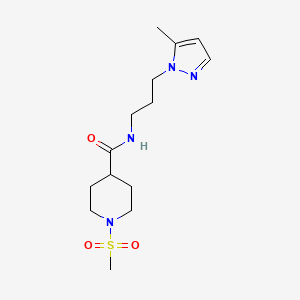 molecular formula C14H24N4O3S B4796837 N-[3-(5-methyl-1H-pyrazol-1-yl)propyl]-1-(methylsulfonyl)-4-piperidinecarboxamide 