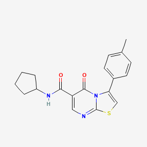 molecular formula C19H19N3O2S B4796976 N-cyclopentyl-3-(4-methylphenyl)-5-oxo-5H-[1,3]thiazolo[3,2-a]pyrimidine-6-carboxamide 