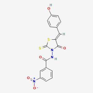 molecular formula C17H11N3O5S2 B4797071 N-[(5Z)-5-[(4-hydroxyphenyl)methylidene]-4-oxo-2-sulfanylidene-1,3-thiazolidin-3-yl]-3-nitrobenzamide 