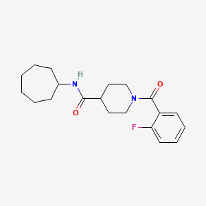 molecular formula C20H27FN2O2 B4797192 N-cycloheptyl-1-(2-fluorobenzoyl)-4-piperidinecarboxamide 