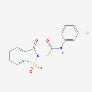 molecular formula C15H11ClN2O4S B479731 N-(3-chlorophenyl)-2-(1,1-dioxido-3-oxo-1,2-benzisothiazol-2(3H)-yl)acetamide CAS No. 354786-17-7