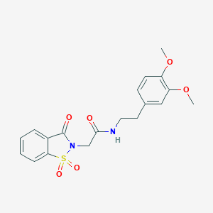 molecular formula C19H20N2O6S B479732 N-[2-(3,4-dimethoxyphenyl)ethyl]-2-(1,1-dioxido-3-oxo-1,2-benzisothiazol-2(3H)-yl)acetamide CAS No. 502878-93-5