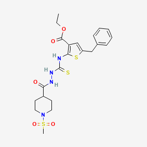 molecular formula C22H28N4O5S3 B4797458 ethyl 5-benzyl-2-{[(2-{[1-(methylsulfonyl)-4-piperidinyl]carbonyl}hydrazino)carbonothioyl]amino}-3-thiophenecarboxylate 