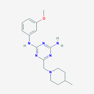 molecular formula C17H24N6O B4797575 N-(3-methoxyphenyl)-6-[(4-methylpiperidin-1-yl)methyl]-1,3,5-triazine-2,4-diamine 