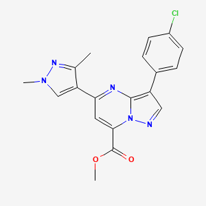 molecular formula C19H16ClN5O2 B4797642 methyl 3-(4-chlorophenyl)-5-(1,3-dimethyl-1H-pyrazol-4-yl)pyrazolo[1,5-a]pyrimidine-7-carboxylate 