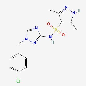 molecular formula C14H15ClN6O2S B4797769 N~4~-[1-(4-CHLOROBENZYL)-1H-1,2,4-TRIAZOL-3-YL]-3,5-DIMETHYL-1H-PYRAZOLE-4-SULFONAMIDE 