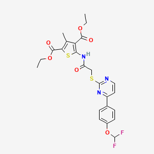 molecular formula C24H23F2N3O6S2 B4797797 DIETHYL 5-{[2-({4-[4-(DIFLUOROMETHOXY)PHENYL]-2-PYRIMIDINYL}SULFANYL)ACETYL]AMINO}-3-METHYL-2,4-THIOPHENEDICARBOXYLATE 