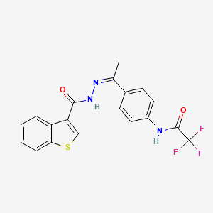 molecular formula C19H14F3N3O2S B4797888 N-{4-[N-(1-benzothien-3-ylcarbonyl)ethanehydrazonoyl]phenyl}-2,2,2-trifluoroacetamide 