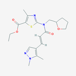 molecular formula C20H26N4O4S B4797895 ETHYL 2-[[(E)-3-(1,5-DIMETHYL-1H-PYRAZOL-4-YL)-2-PROPENOYL](TETRAHYDRO-2-FURANYLMETHYL)AMINO]-4-METHYL-1,3-THIAZOLE-5-CARBOXYLATE 