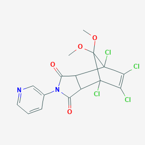 molecular formula C16H12Cl4N2O4 B479795 1,7,8,9-Tetrachloro-10,10-dimethoxy-4-(3-pyridinyl)-4-azatricyclo[5.2.1.0~2,6~]dec-8-ene-3,5-dione CAS No. 459150-28-8