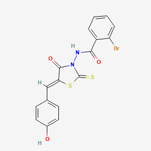 molecular formula C17H11BrN2O3S2 B4798021 2-bromo-N-[(5Z)-5-(4-hydroxybenzylidene)-4-oxo-2-thioxo-1,3-thiazolidin-3-yl]benzamide 