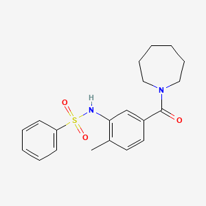 molecular formula C20H24N2O3S B4798113 N-[5-(1-azepanylcarbonyl)-2-methylphenyl]benzenesulfonamide 