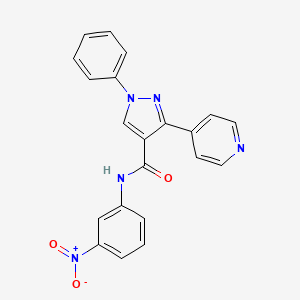 molecular formula C21H15N5O3 B4798147 N-(3-nitrophenyl)-1-phenyl-3-pyridin-4-ylpyrazole-4-carboxamide 